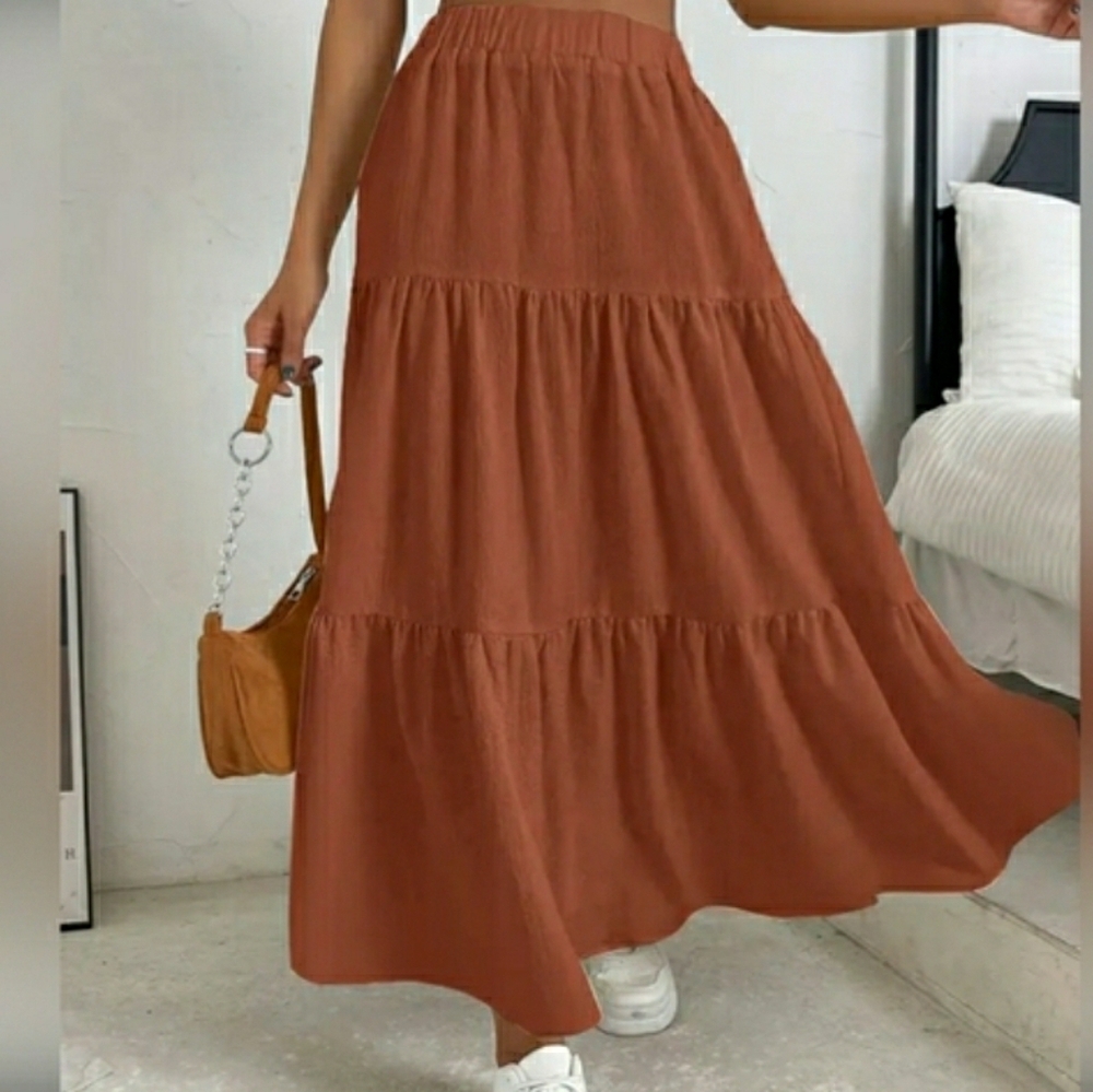 NEW! Rust Maxi Skirt - Picture 2 of 5